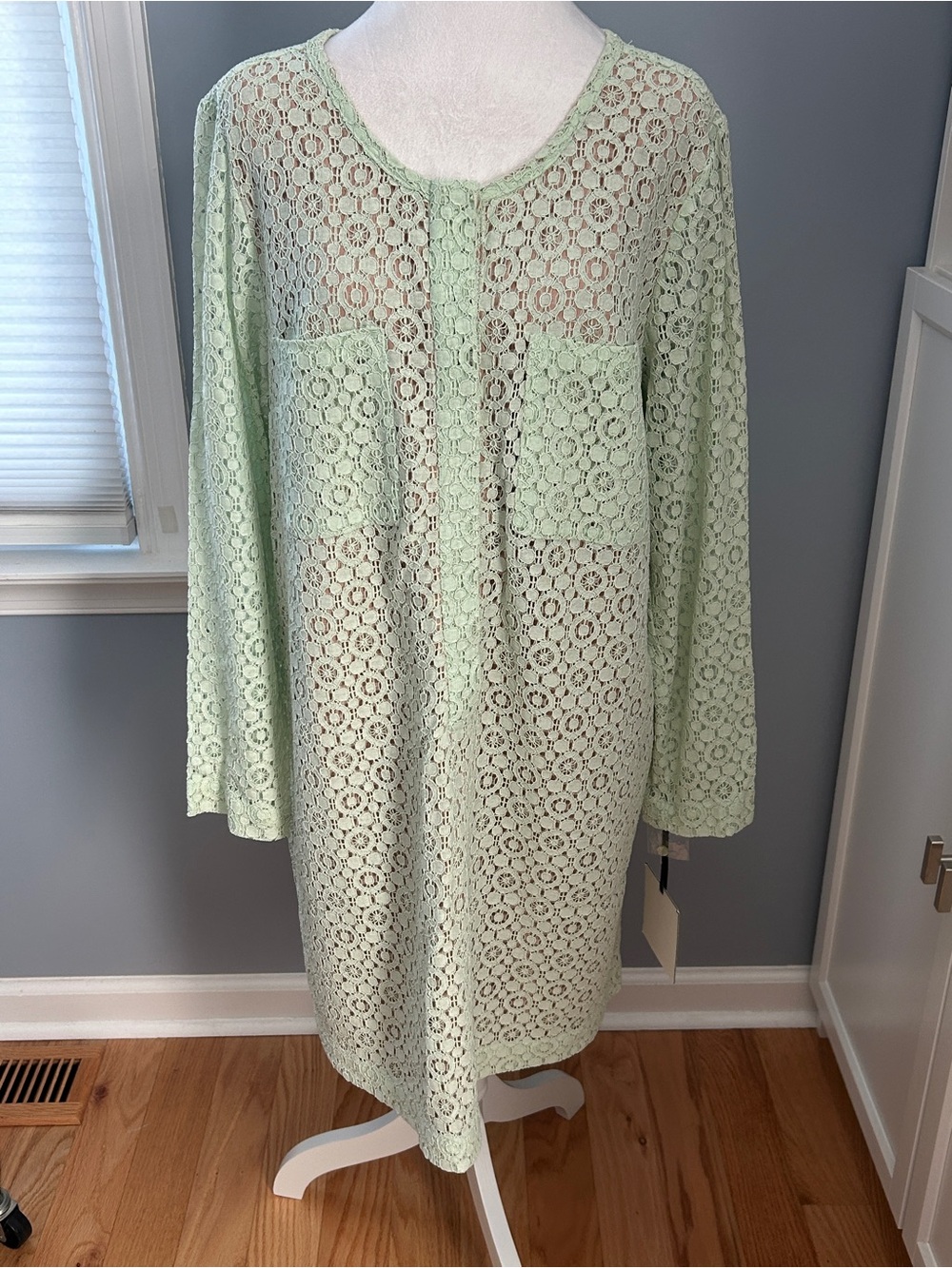 Victoria Beckham Target Mint Green Lace Floral Shift Dress Plus Size 1X New